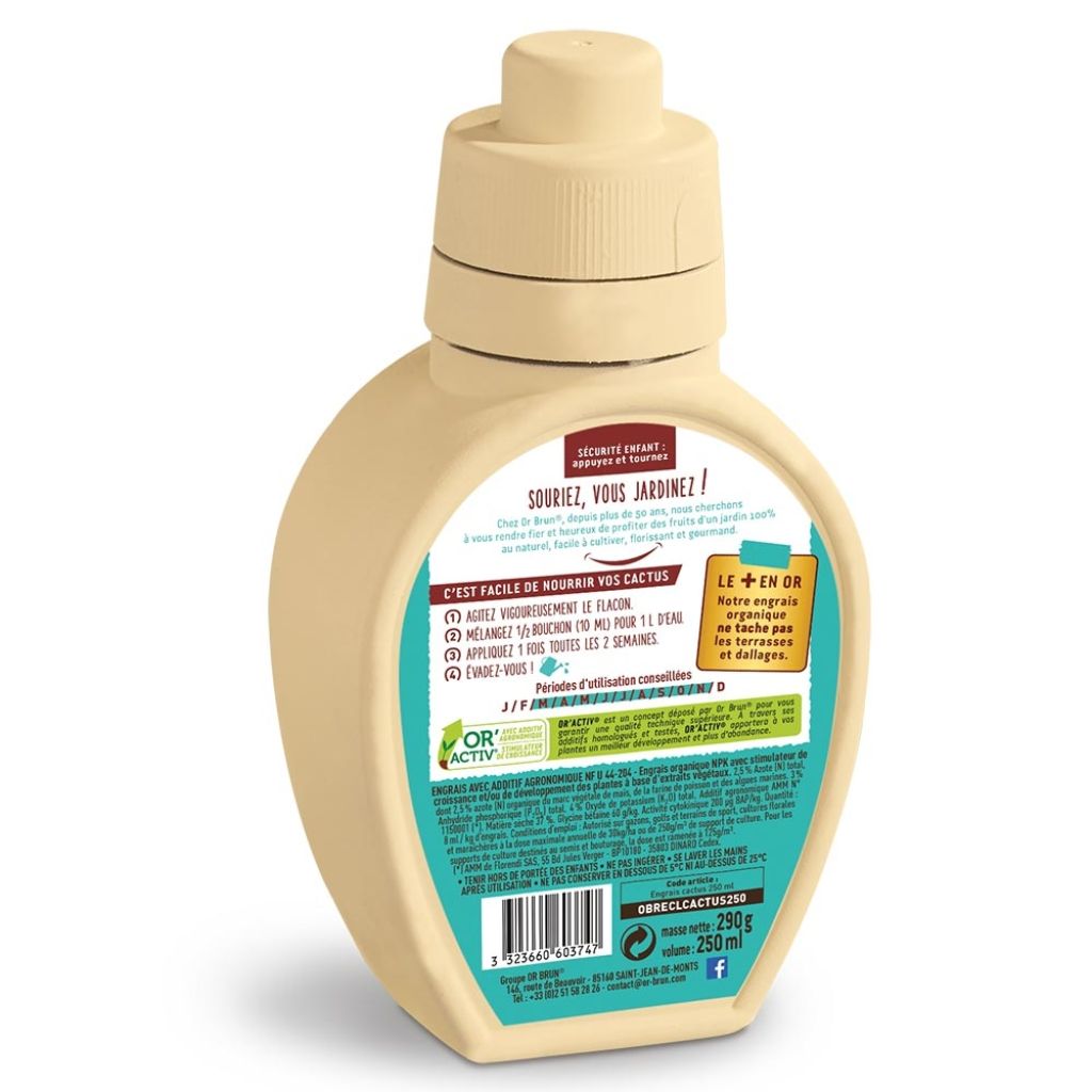 Engrais Liquide Cactus Or Brun En Bidon De 250 Ml
