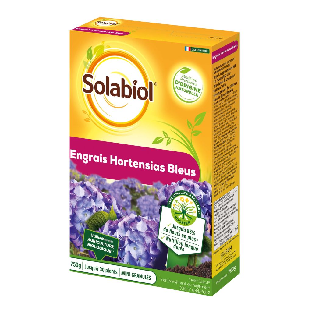 Engrais Hortensias Bleus Solabiol étui De 750g