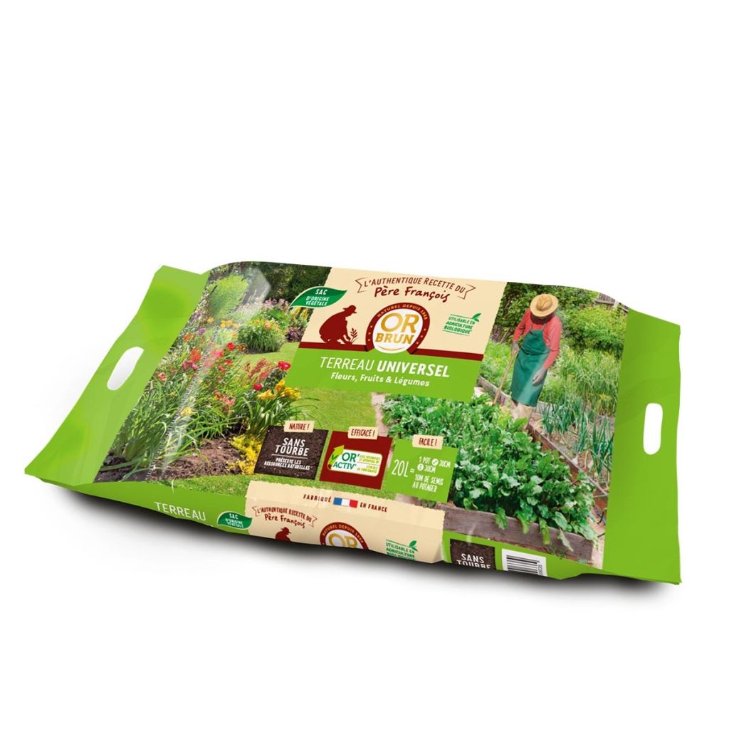 Terreau Universel Père François 3 Actions Or Brun En Sac De 20 L