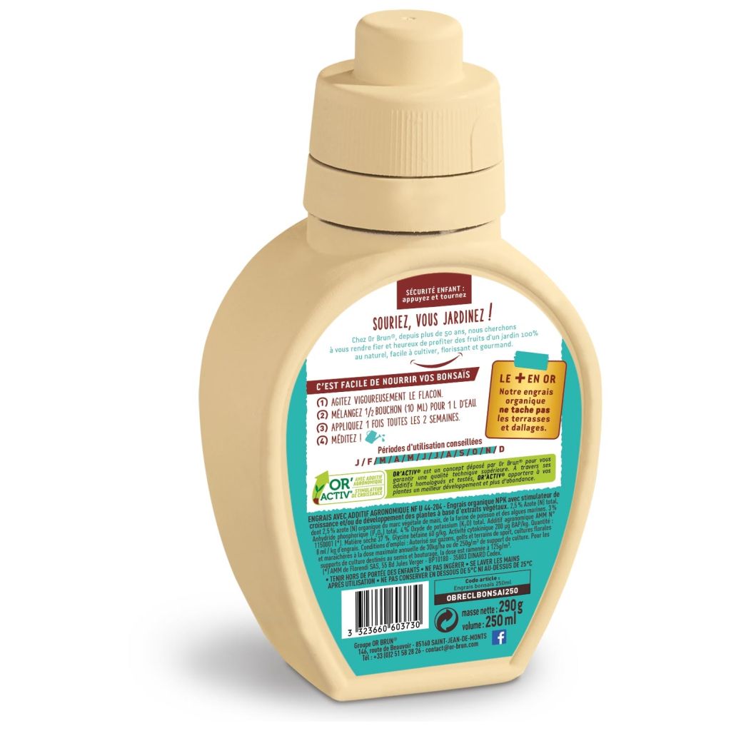  Engrais Liquide Bonsaïs Or Brun En Bidon De 250 Ml