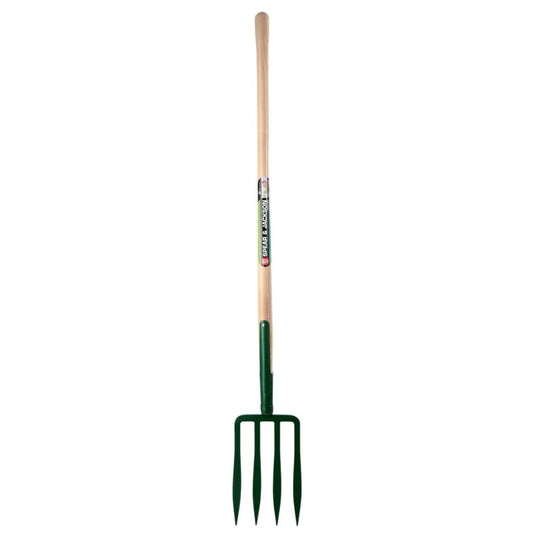  Fourche à Bêcher 4 Dents Spatulées 23 Cm Avec Manche En Bois Pomme Spear & Jackson
