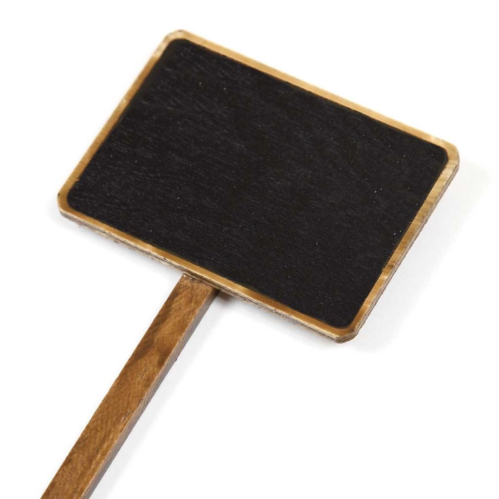  Etiquette à Planter Rectangulaire Bois Lasuré Et Ardoise 7 X 5 Cm - Hauteur : 27,5 Cm - Sachet De 5