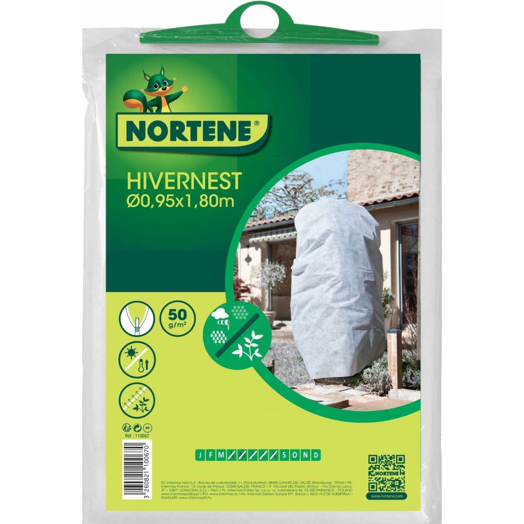  Housse D'hivernage Avec Zip Blanc HIVERNEST50g/m² Ø 0,90 M X 1,50 M X 1,80 M