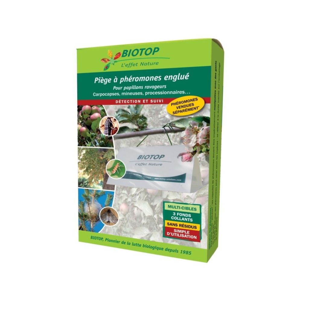  Piège Pour Papillons Ravageurs Delta Seul (1 Toit + 3 Fonds Collants) Biotop