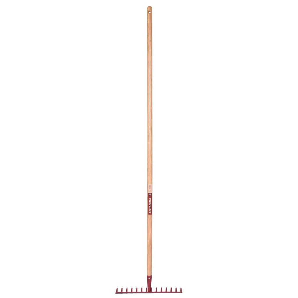 Râteau Forgé 14 Dents Courbes Terracotta Manche Bois Pomme Leborgne